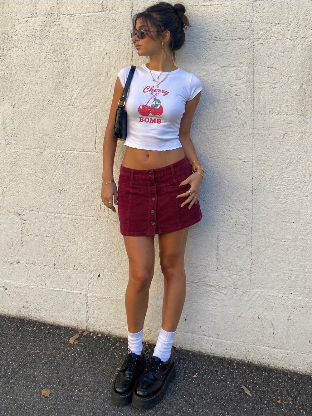 American Eagle Outfitters Burgundy Corduroy Skirt